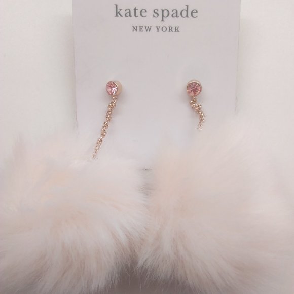Kate Spade New Furry Pink Poms Dangle Earrings